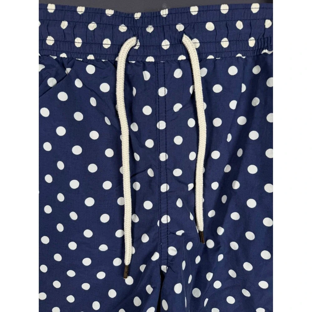 Polo Ralph Lauren Mens Small Navy Blue Polka Dot Swim Trunks Shorts Yellow Pony
